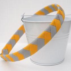 Girls Chevron Headband:  half inch wide hand woven grey and gold headband 