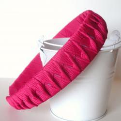 Twisted Woven Headband:  one inch wide made from shocking pink grosgrain