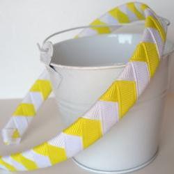 Sunshine Chevron Headband:  half inch wide woven headband with white and sunshine