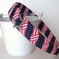 Star Bling Headband:  one inch wide headband made from navy red/white stripe ribbon